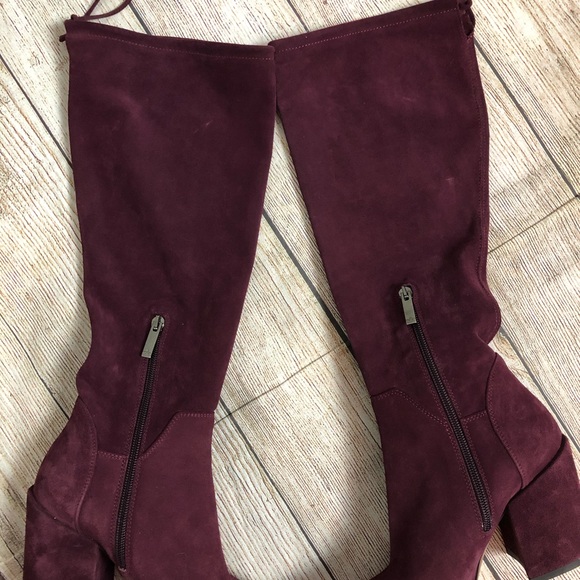 Aquatalia Lisabetta Suede Knee High Tie Back Boots - Picture 9 of 13